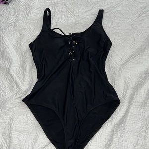Low-back black one piece